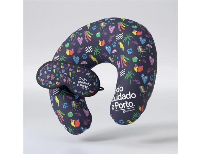 Kit Viagem 2 Almofada de Pescoo + Mscara Dormir KTVG2
